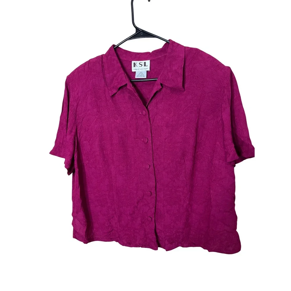 KSL Karin Stevens 2 Piece Dress Set Plus Size‎ 20W Magenta Maxi Dress Blouse